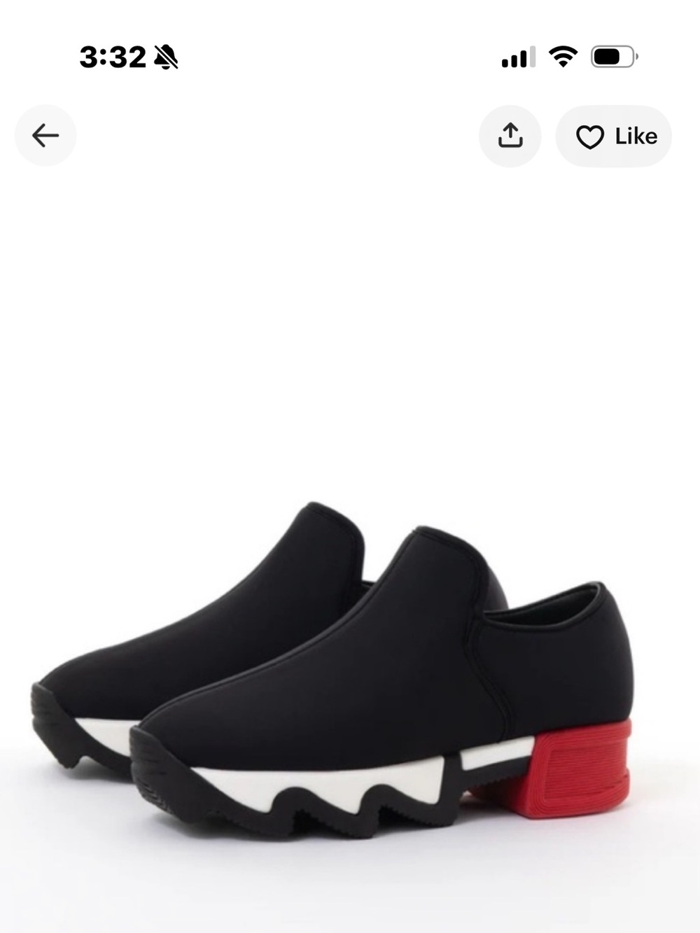 Women’s Black Slip-On Chunky Heel Shoes with Red Block Heel
